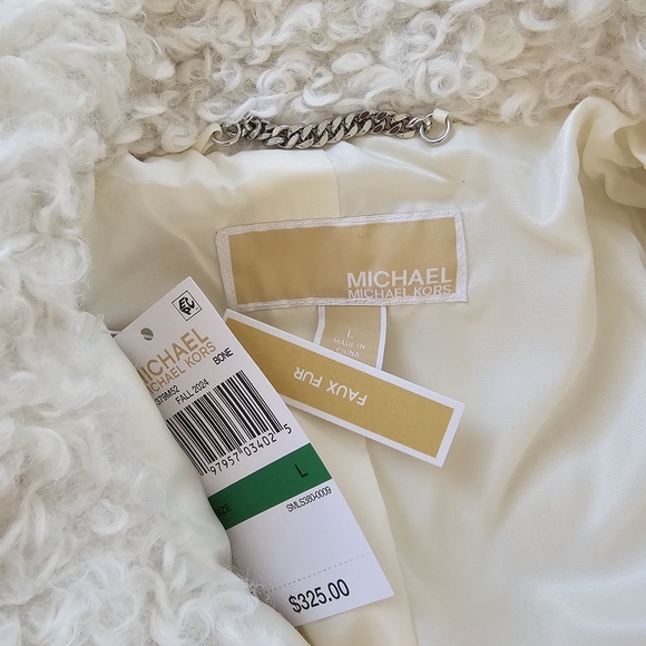 NWT Michael Kors Faux Fur Coat – White / Bone - Size L - Picture 7 of 9